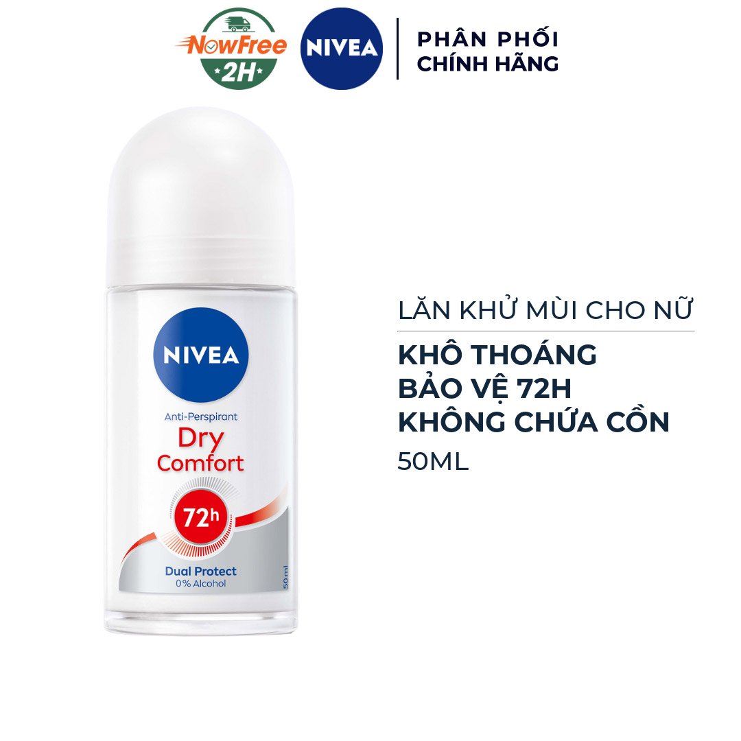 Lăn ngăn mùi NIVEA Khô Thoáng Mịn Màng 50ml cho nữ