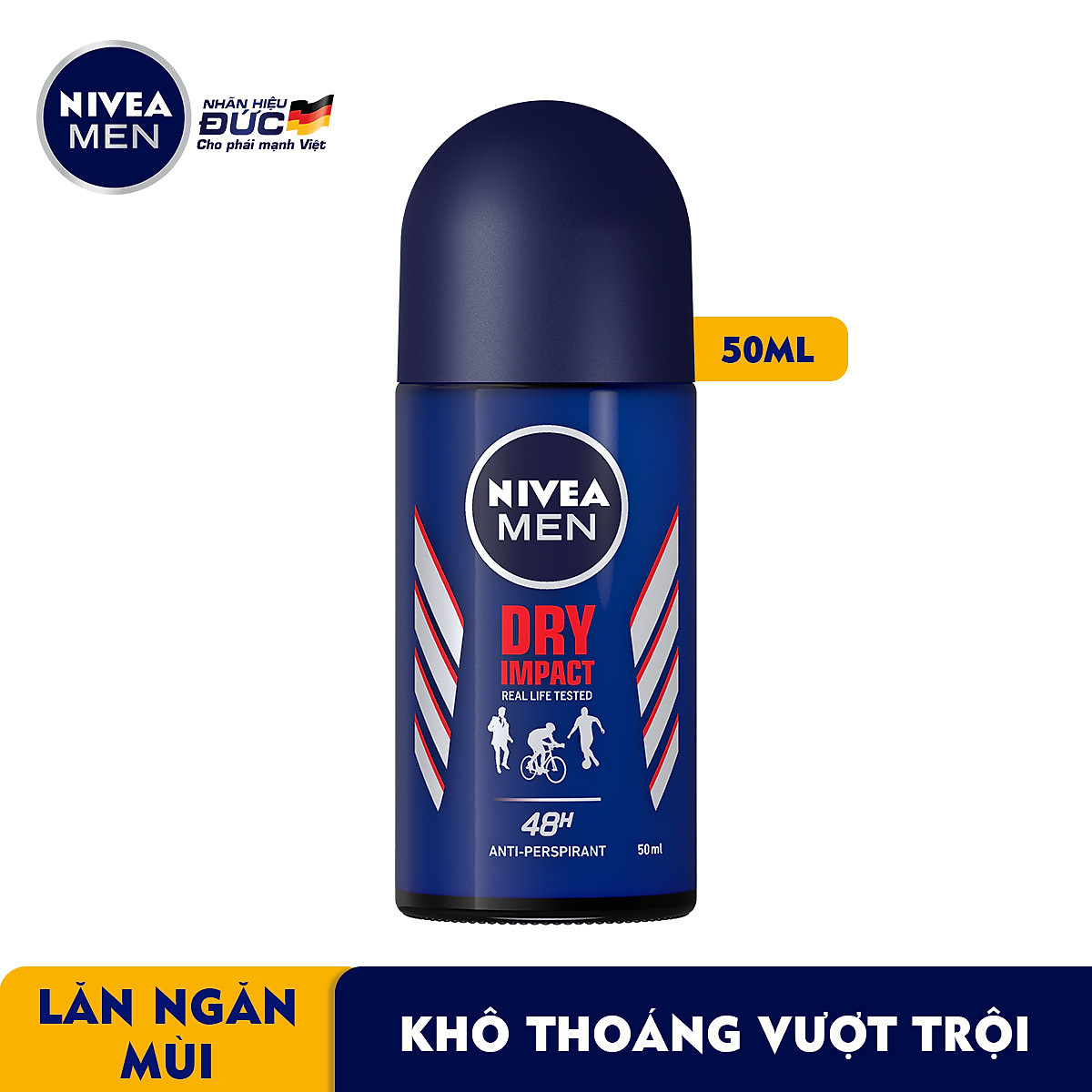Lăn khử mùi NIVEA MEN Dry Impact 50ml dành cho nam giới
