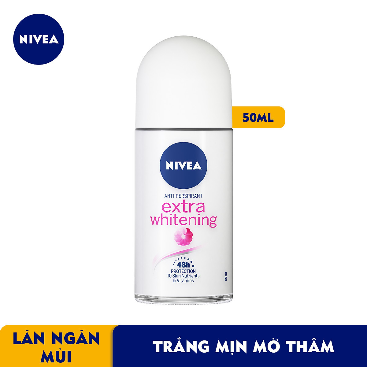 Lăn ngăn mùi NIVEA Extra Whitening trắng mịn mờ vết thâm 50ml