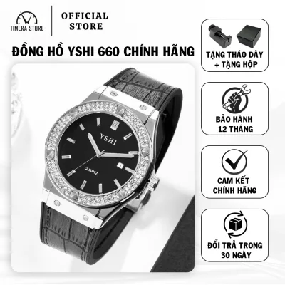 Genuine Yshi 660 Men's Watch with Dynamic and Personalized Leather Strap with Stone Inlay, High Quality, Fashionable, Waterproof