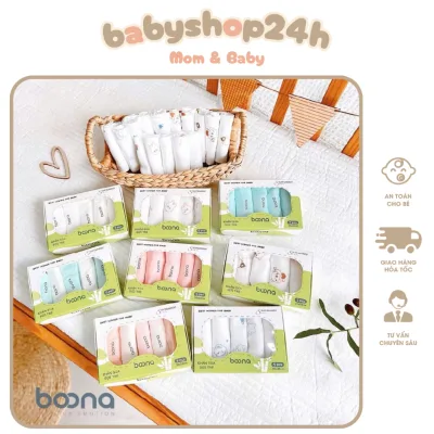 Set 5 Khăn Sữa Boona Sợi Tre 2 Lớp Màu Trơn Mềm Mịn An Toàn Cho Làn Da Của Bé