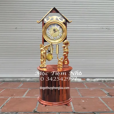 Đồng Hồ Tròn Cô Tiên Gỗ Hương Rát Vàng Cao 87cm Cỡ 30cm