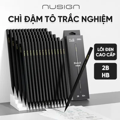 Bút Chì 2B/HB Tô Trắc Nghiệm Nusign Cao Cấp - Chì Đậm Làm Bài Kiểm Tra Nhạy Với Máy Chấm Thi Học Sinh Thi Cử