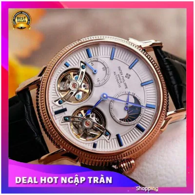{ RẺ VÔ ĐỐI }{ BẢO TÍN ĐỒNG HỒ SHOP SỊN } Đồng hồ PATEK PHILLIPE 2 tim doulbe máy nhật, mặt trắng viền vàng, dòng cơ Automatic +SHOP SỈ PATEK