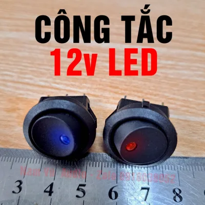 Công tắc 12v bập bênh - Công 3 chân 2 chế độ - ON/OFF có đèn Led - Công tắc tròn - Công tắc DIY đồ điện