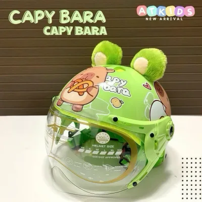 Mũ Bảo Hiểm thể thao trẻ em AT KISD tem capibara cho bé từ (1-3) và (3-8) tuổi