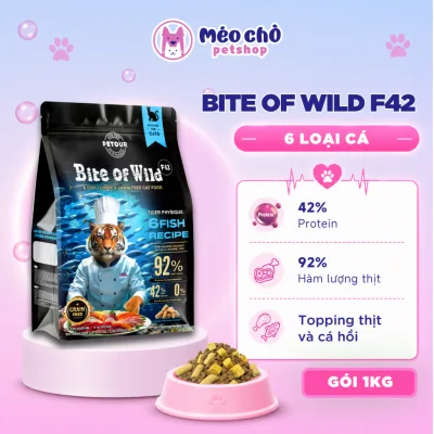 Hạt cho mèo Bite of Wild F42 gói 1KG công thức 6 loại cá biển, không chứa ngũ cốc - Méo Chò Petshop