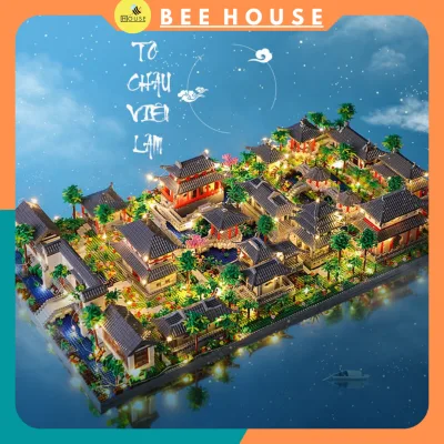 Mô hình lắp ráp, đồ chơi xếp hình, xếp hình kiến trúc cung điện trung quốc, bộ xếp hình 3D Vườn Ngự Uyển Khu Vườn Tô Châu Viên Lâm SIÊU TO, quà tặng sinh nhật, mô hình trưng bày tủ sách