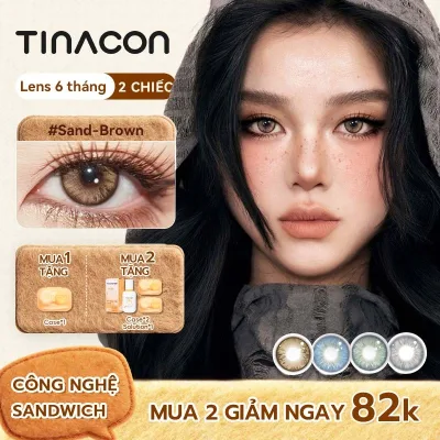 Kính áp tròng TINACON nâu mắt mềm 14.2-14.5 Kính áp tròng mềm 2 chiếc Dùng trong 6 tháng