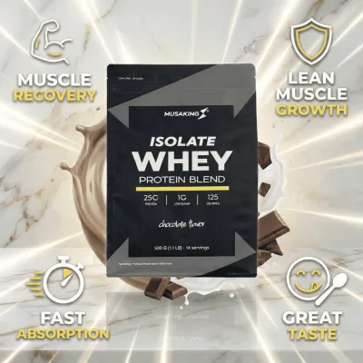 Whey Protein Musaking 25g Protein/Serving – Whey Isolate Blend Low Sugar, Builds Muscle, Maintains Form, Protein Supplement for Gymer & Fitness