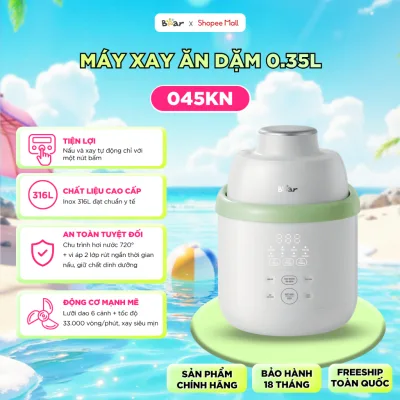 Máy Xay Nấu Thức Ăn BEAR 0.35L Máy Xay Ăn Dặm Cho Bé Máy Xay Thực Phẩm Nhuyễn Tự Động Lưỡi Dao 3 Tầng 6 Lưỡi BFM-045KN