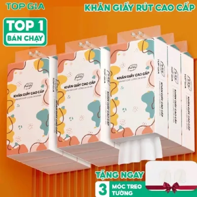 [ĐA KHO] Thùng 6 Bịch Giấy Rút Cao Cấp Treo Tường Đa Sắc TopGia_tặng 3 móc topgia
