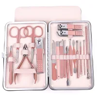 Bộ dụng cụ bấm móng tay dễ thương 18 món để chăm sóc móng, làm móng, lấy ráy tai, mụn kèm hộp cao cấp tiện dụng
