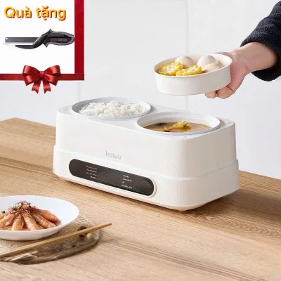 Multi-Function 2-Compartment Rice Cooker. 8 Convenient Functions, Making It Easy to Make Yogurt for the Family. Comes with a Cutting Board Scissors for Cutting Fruits and Vegetables.