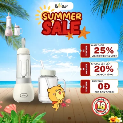 Máy xay sinh tố cầm tay 2 cối Bear BL-4H04M (LLJ-C04W1),150W, Lưỡi dao 4 cánh xay đá bi, BH 18 Tháng