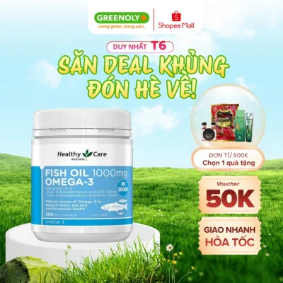 Viên Uống Dầu Cá Bổ Sung Omega 3 Healthy Care Fish Oil 1000mg Hộp 200 viên