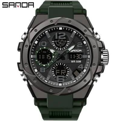 Đồng hồ Nam SANDA D6008 Chuẩn Bền Quân Đội, 2 Máy Chạy Song Song, Chống Nước Rất Tốt