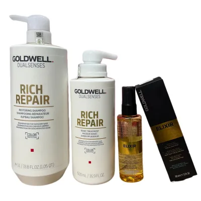 Bộ gội, hấp và tinh dầu chăm sóc tóc Goldwell Rich Repair 1000ml/500ml/100ml