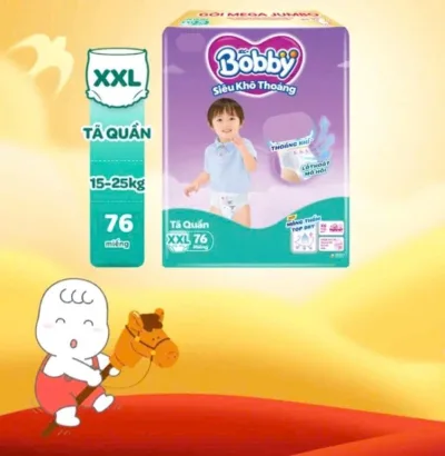 Bobby Diaper Pants Mega Jumbo Pack Size XXL 76 Pieces New Date