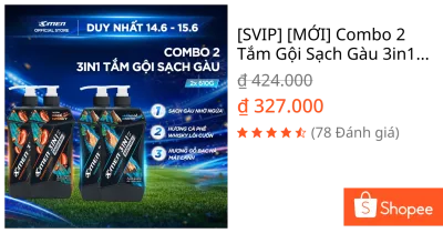 [SVIP] [MỚI] Combo 2 Tắm Gội Sạch Gàu 3in1 Xmen Everest Coffee & Aqua Sport 610g/chai, Sạch Gàu-Nhờn-Ngứa, Mùi Hương Nam