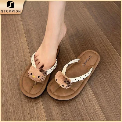 STOMPION Dép Sandals Nữ Đế Bằng Dễ Thương - Đế Mềm Êm Ái - Phong Cách Ngọt Ngào, Dễ Phối Đồ