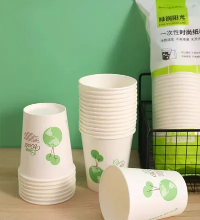 50 PCs 235ml bear shaped paper cup set, disposable cup, disposable paper cup, ivory disposable drink