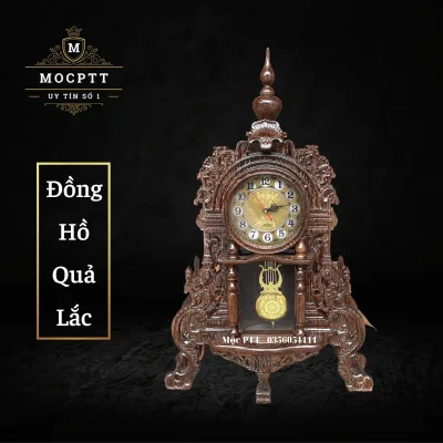 Đồng Hồ Quả Lắc gỗ Mun Đuôi Công kích thước 70 x 44 x 14 cm trang trí phòng khách , phòng làm việc vân vân
