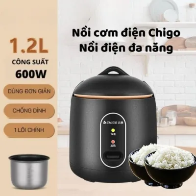 Chigo 1.2L mini non-stick rice cooker, multi-function rice cooker, porridge, hot pot, 300W capacity, compact, energy saving
