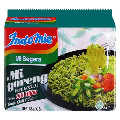 (HSD 07/2026) Mì Trộn Indomie Mi Goreng Cili Hijau Vị Ớt Xanh - Lốc 5 Gói ( 85g x 5 Gói )