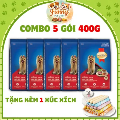 Combo 5 Packages Smartheart Hard Grain Dog Food with Roast Beef Flavor 400g.