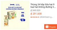 Thùng 24 hộp Sữa hạt 9 loại hạt không đường Vinamilk - hộp 180ml| [Có thể nhận bao bì Tết/ Thường]