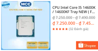 CPU Intel Core I5 14600K / 14600KF Tray NEW ( Full VAT )