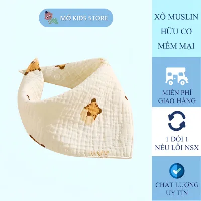 ̣(Mua 10 yếm tặng 1 khăn) Yếm tam giác ( Organic Muslintree ), yếm 4 lớp cho bé, yếm cho bé trai, yếm cho bé gái