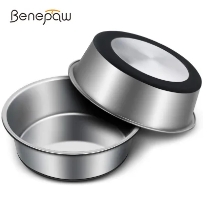 Benepaw thép không gỉ nonslip Bát cho chó đáy silicon cho thú cưng ăn món ăn đồ đựng thức ăn và nước cho thú cưng cho nhỏ chó lớn và trung bình mèo