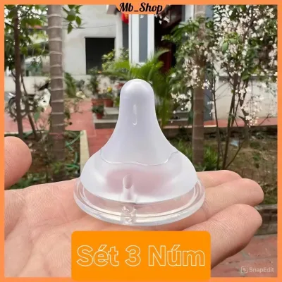 sét 3 núm ti thế hế 3 siêu mềm thay thế cho các loại bình cổ rộng miệng 5cm