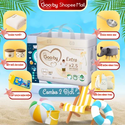 Combo 2 Bịch Bỉm Gooby Extra, Premium mềm mại, an toàn, siêu thấm hút Size NB72,NB6,S52,M48 cho bé từ 4 đến 30Kg