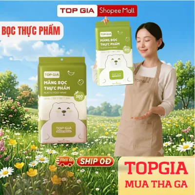 Combo 2bịch màng bọc thực phẩm treo tường dạng rút TopGia chất liệu PE