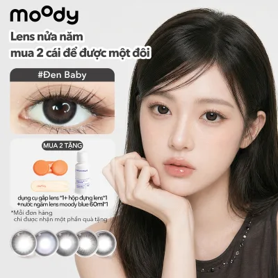 Kính áp tròng 6 tháng moody màu Đen Baby, có độ cận 0-7, độ giãn tròng 14.0 – 14.5mm, 01 chiếc