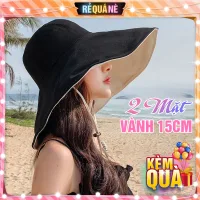 Nón Vải Vành Rộng 15cm 2 Mặt Plus Màu Trơn Nón Chống Nắng RQN2263 - requane