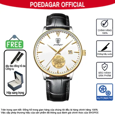 Đồng hồ nam Đồng hồ nam Đồng hồ cơ POEDAGAR 151 Dây da Đồng hồ đeo tay Sapphire Crystal Glass Hoàn toàn tự động Đồng hồ cơ phong cách kinh doanh Đơn giản Đồng hồ giàu có Quà tặng nam Đồng hồ nam sang trọng chống nước Đồng hồ đeo tay bằng thép không gỉ Đồn