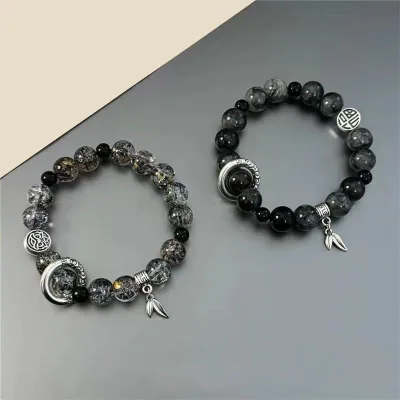 ⚡CM⚡Phong Cách Quốc Gia Men Đá Hạt Vòng Tay Cho Nam Vòng Tròn Mặt Dây Chuyền Cặp Đôi Vòng Tay Unisex Trang Sức