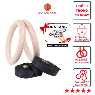 Vòng Treo Xà Gỗ Tập Gym Gymnastic Rings Cleacco vòng 28 mm BORO SPORT