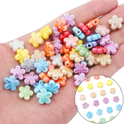 Chuỗi Hạt Gốm Hình Hoa Năm Cánh 12mm Dùng Để Làm Đồ Trang Sức Thủ Công