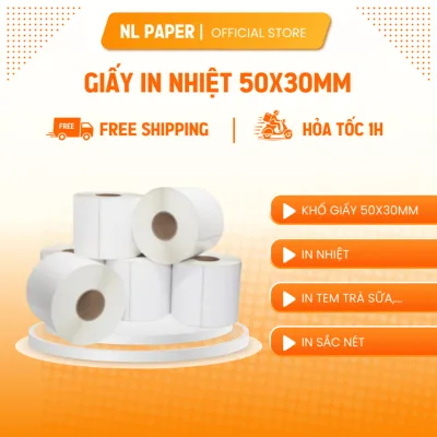 Tem in nhiệt 50x30mm In mã dán cốc trà sữa, cuộn 800 tem , nhỏ gọn tiện lợi chất lượng in sắc nét