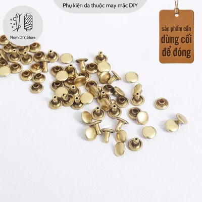Set 10 Đinh Tán Túi Xách Chất Đồng Thau Đúc Màu Vàng Cổ Phụ Kiện Làm Bóp Ví Đồ Da Thủ Công Handmade