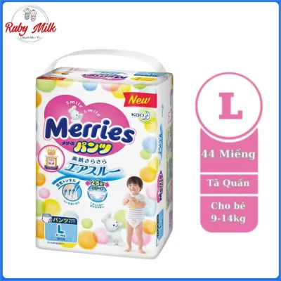 Bỉm Tã Quần Merries Size L44 miếng (Cho bé 9 - 14kg)