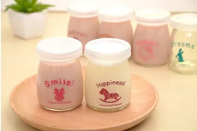 Hũ làm sữa chua thủy tinh, trữ sữa cho bé, đựng đồ ăn dặm các kiểu con đà điểu ( hộp 12 hũ )