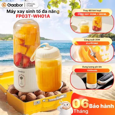 Cốc xay sinh tố cầm tay kèm ly đôi 350ml + 280ml pin sạc cổng USB nhỏ gọn Gaabor FP03T-WH01A