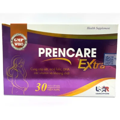 Prencare Extra viên uống bổ sung sắt, acid folic, DHA và các vitamin, khoáng chất cho bầu (H/30v)