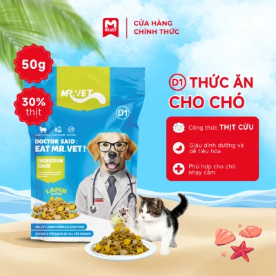 Thức ăn cho chó MRVET D1 gói 50G công thức thịt cừu & 9 loại rau củ chăm sóc hệ tiêu hoá toàn diện